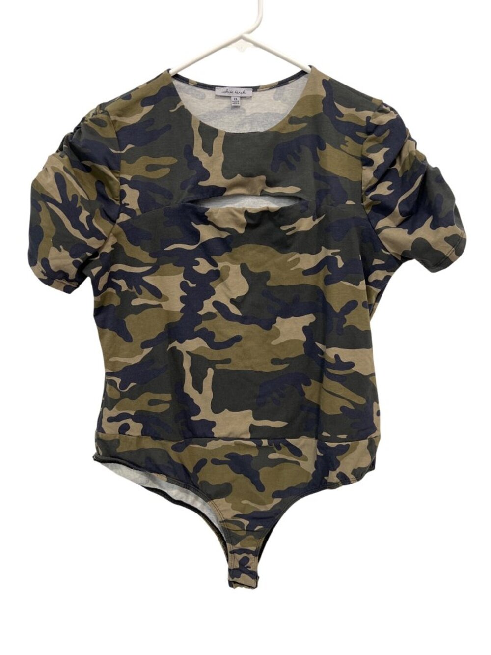 White Birch Bodysuit XL Camouflage Short Sleeve Crewneck One Piece Olive Green